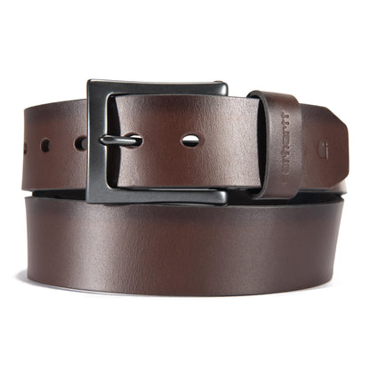 Carhartt Men's Rugged Full Grain Burnished Leather Box Buckle Belts, w/Antique Harness Buckle Hardware, Brown, 42
