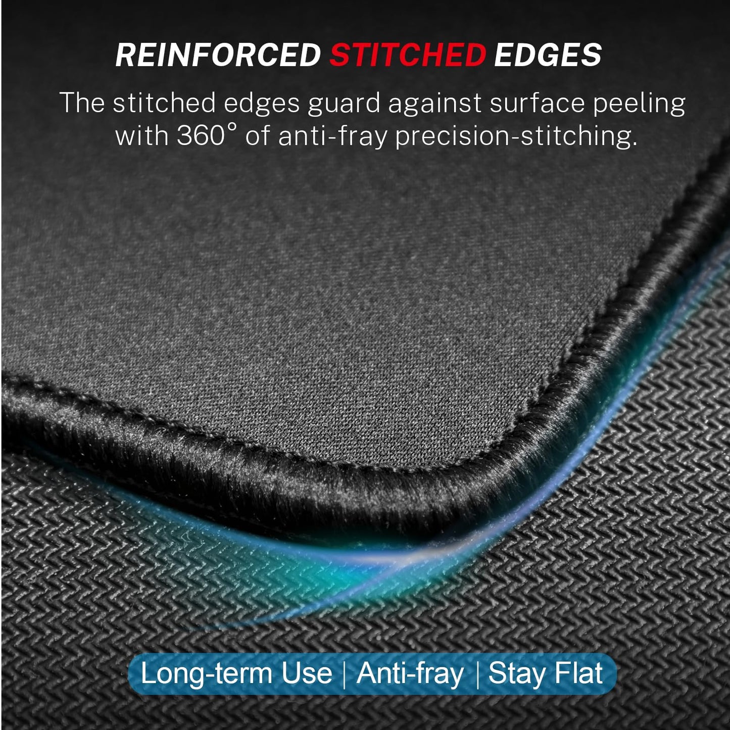 MROCO Large Gaming Mouse Pad [50% Larger] with Non-Slip Rubber Base, Premium-Textured & Waterproof Mousepad with Stitched Edges, Mouse Pads for Computers, Gamer, Office & Home, 14 x 11in, Black