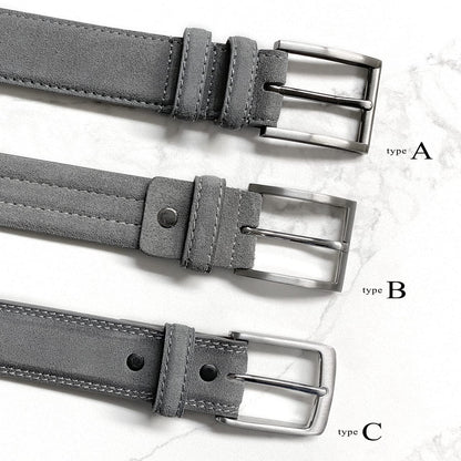 19000 Men's Suede Belt Genuine Leather Casual Dress Belt 1-3/8"(35mm) Wide (Gray, 40)