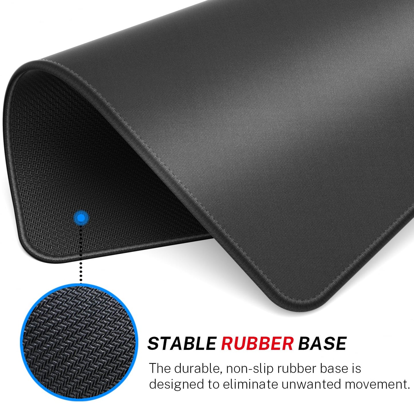 MROCO Large Gaming Mouse Pad [50% Larger] with Non-Slip Rubber Base, Premium-Textured & Waterproof Mousepad with Stitched Edges, Mouse Pads for Computers, Gamer, Office & Home, 14 x 11in, Black