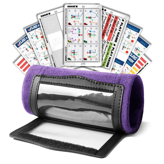 1NMORE Football Wristbands with Playbook System,Wrist Coach for Youth,Softball Wristbands with Tactics Stickers & Cards Purple