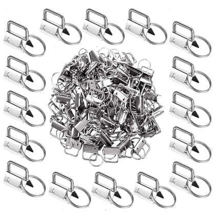 45Pcs 1 inch Silver Key Fob Hardware Kits 1” Metal Keyfobs Hardware Bulk for Keychains Fob Wristlet Hardware with Key Ring for Lanyard