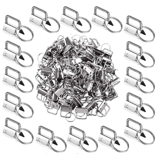 45Pcs 1 inch Silver Key Fob Hardware Kits 1” Metal Keyfobs Hardware Bulk for Keychains Fob Wristlet Hardware with Key Ring for Lanyard