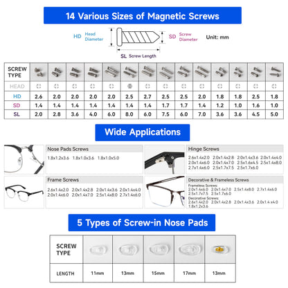 Upgraded All-in-One Magnetic Eyeglass Repair Tool Kit with Screws, Glasses Fixing Kit with Precision Screwdriver Set, Eyeglass Nose Pads and Tweezer for Travel, Gift, Christmas
