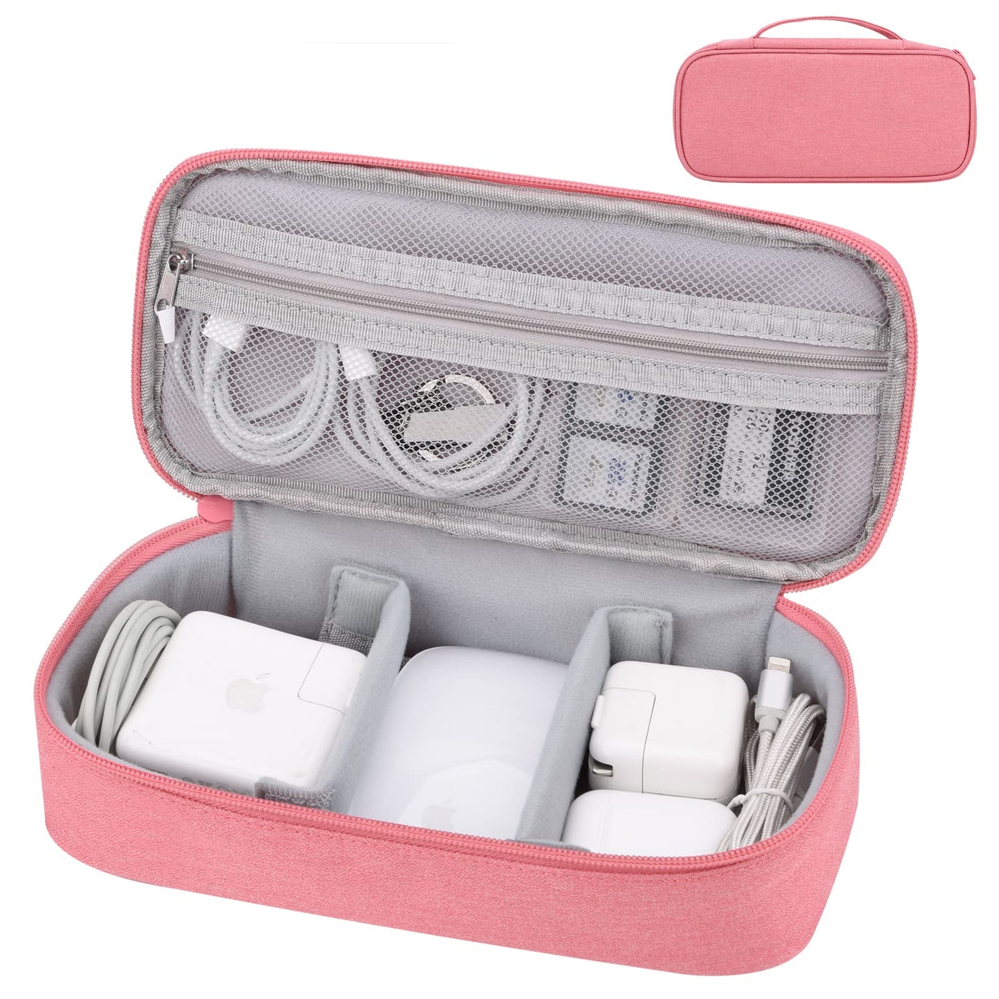 Yundoor Cord Organizer Travel Case, Electronics Organizer Pouch Bag for Cable & Charger, Power bank, Phone, Tech Accessories (Pink)