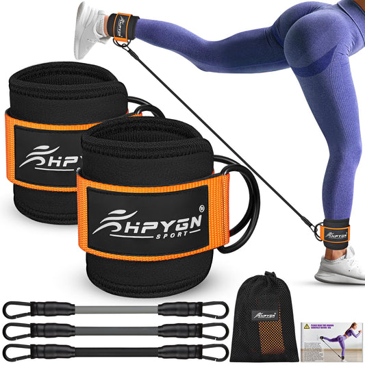 HPYGN Ankle Resistance Bands with Cuffs, Ankle Bands for Working Out, Resistance Bands for Leg Butt Training Exercise Equipment for Kickbacks Hip Gluteus Training, Ankle Strap with Exercise Bands