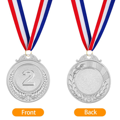 30 Pieces Award Medals 1st 2nd 3rd (Gold, Silver, Bronze) Metal Style Winner with Neck Ribbon, 2 Inches