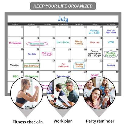 Large Dry Erase Calendar for Wall, Undated 1 Month Wall Calendar, 40" x 28" Erasable & Reusable Laminated Calendar, 10 Round Stickers, Great Layout Wall Calendar Monthly for Home Office School