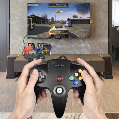 2xClassic N64 Controller,kiwitata Retro Wired N64 Gamepad Controller Joystick for N64 Video Console Games System Black+Gray