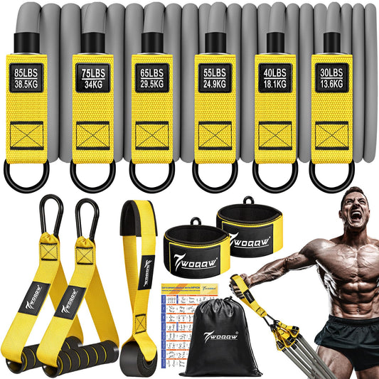 Resistance Bands, 350lbs/450lbs Heavy Exercise Bands with Handles, Workout Bands Set for Working Out Men, Fitness Weight Bands for Strength Training, Stretching, Slim, Physiotherapy