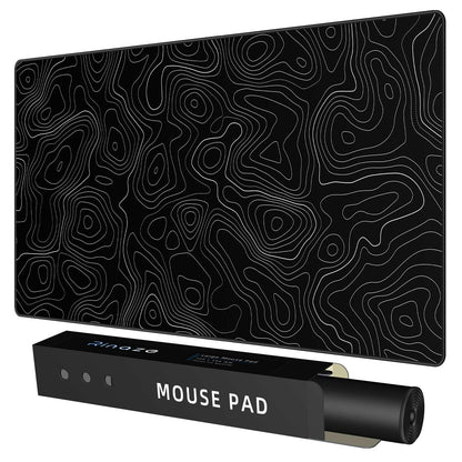 Rinaze Extra Large Gaming Mouse Pad with Black Topographic, XXL Mousepad, Big Mouse Mat Desk Pad, Non Slip Keyboard Pad for Gaming Computer Laptop PC Office Desk Accessories
