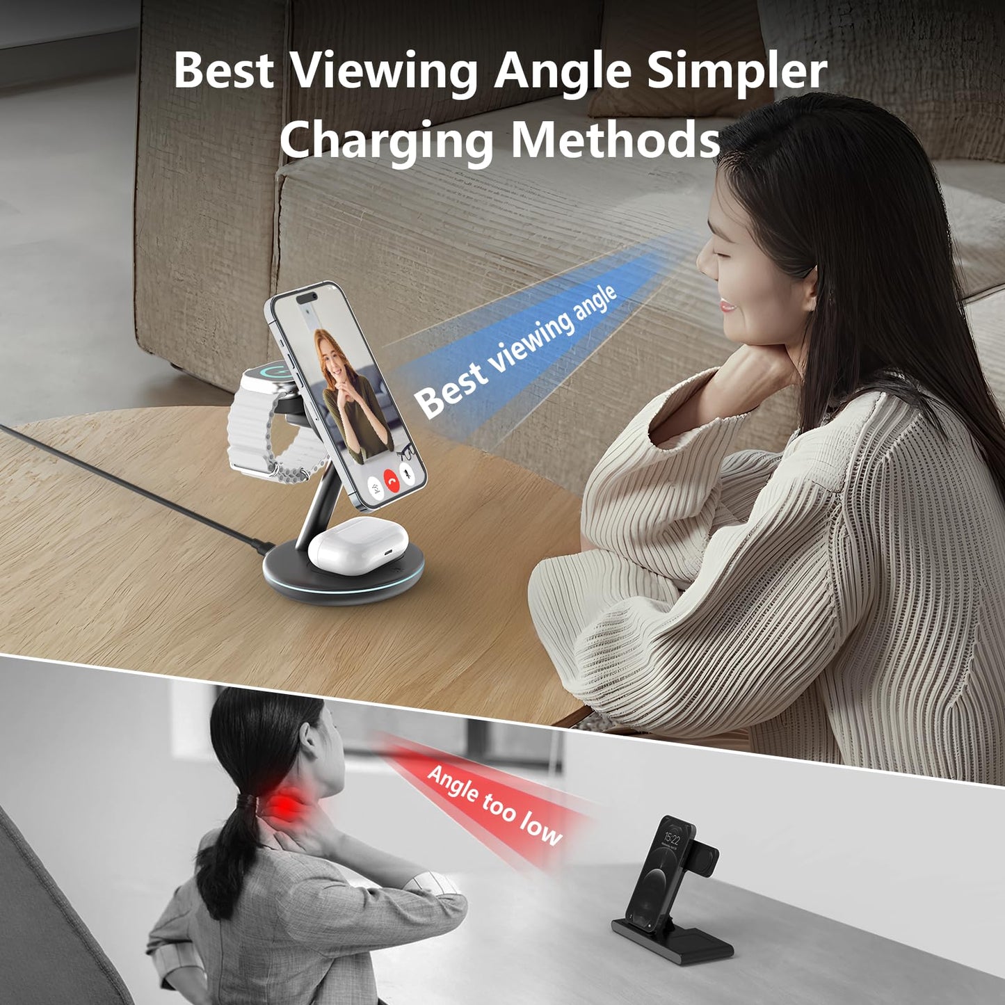 2025 3 in 1 Charging Station for Apple iPhone AirPods Watch with Mag-Safe Charger Wireless Charger Stand for iPhone 16 15 14 13 12 Series AirPods iWatch Series - Gifts for Wife & Husband