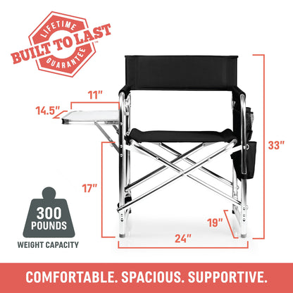 PICNIC TIME Sports Chair with Side Table, Camping Chair, Beach Chair, Camp Chair for Adults (Red)