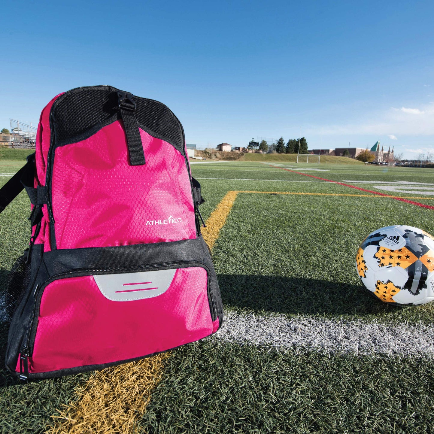 Athletico National Soccer Bag - Backpack for Soccer, Basketball & Football Includes Separate Cleat and Ball Holder (Pink)