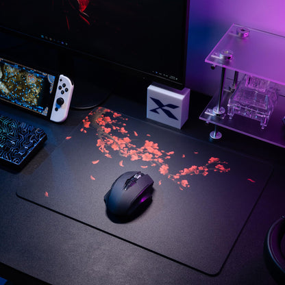 XVX Glass Gaming Mousepad, Black Plum Blossoms Hard Mouse Pads for Gaming, Professional Large Mouse Mat 410mm*310mm, Special Glass Surface with Improved Precision and Speed