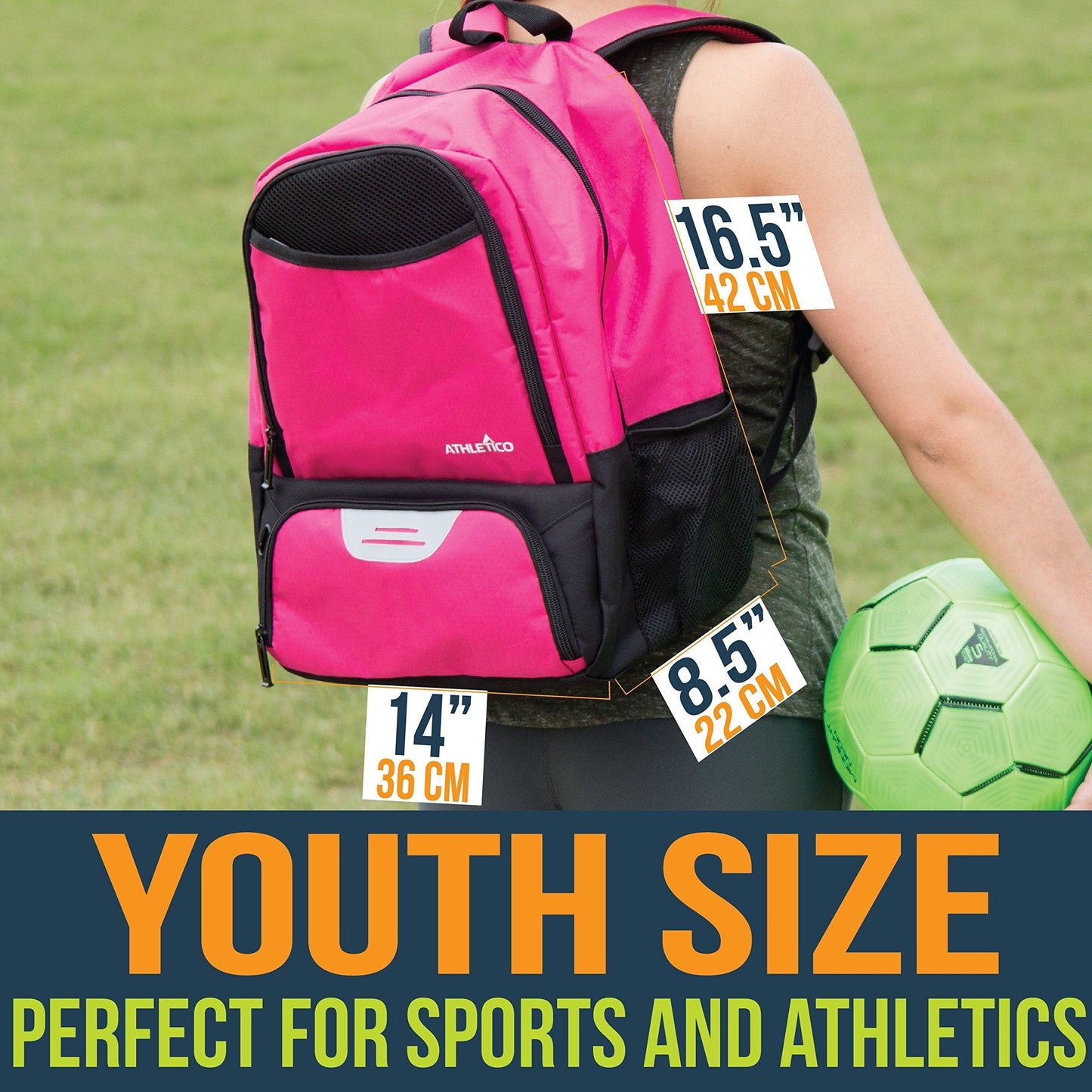 Athletico Youth Soccer Bag - Soccer Backpack & Bags for Basketball, Volleyball & Football | Includes Separate Cleat and Ball Compartment (Black)