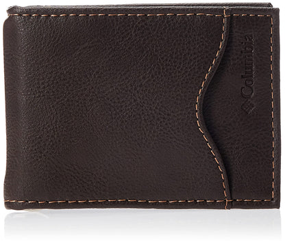 Columbia Men's Leather Front Pocket Wallet Card Holder for Travel